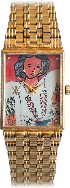 172. La Blouse Roumaine — hand-painted dial, golden bracelet