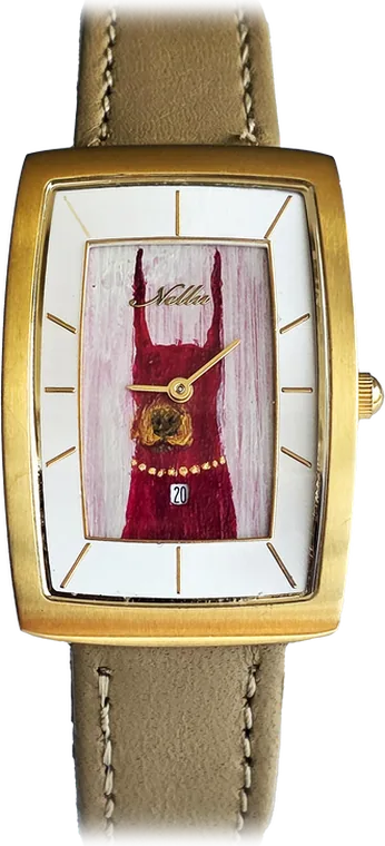 192. The Doberman Royal — hand-painted dial, leather beige strap