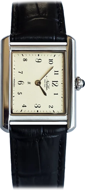 227. Monaco Monza - Silver — hand-painted dial, stainless steel case, leather black strap